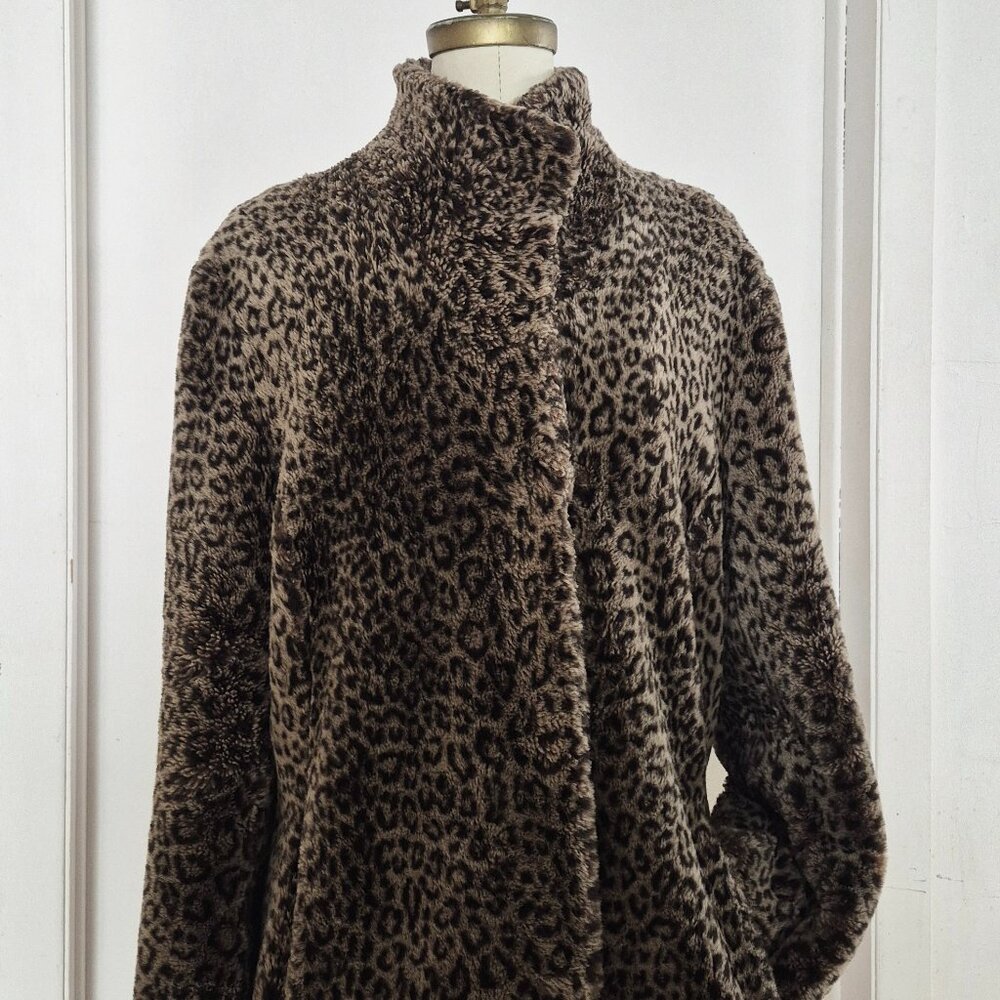 Calvin Klein faux fur leopard coat
